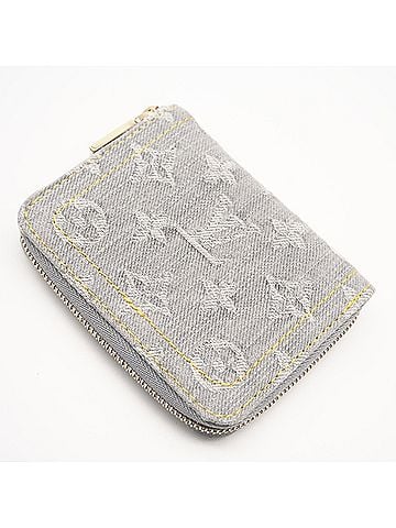 Louis Vuitton LOUIS VUITTON Monogram Denim Zippy Coin Purse Washed Grey M14277 Wallet/Coin Case Leather Women's (view 2)