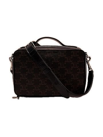 Céline CELINE Triomphe Canvas Messenger Box 113872EVJ Shoulder Bag Brown Black Leather Men's (view 1)