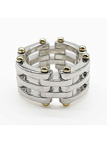 Tiffany & Co. TIFFANY&amp;Co. Tiffany Gate Combination Ring, SV925 18K Yellow Gold, 7779, Silver, Women's (view 2)