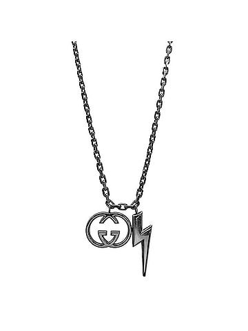 Gucci GUCCI Interlocking GG Logo Necklace Lightning SV925 Silver Men's and Women's (view 1)