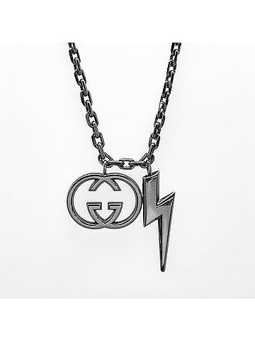 Gucci GUCCI Interlocking GG Logo Necklace Lightning SV925 Silver Men's and Women's (view 2)