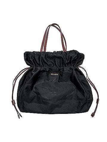 Prada PRADA logo drawstring bag tote BN1757 nylon leather black women's (view 1)