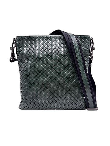 Bottega Veneta BOTTEGA VENETA Intrecciato Shoulder Bag 276357 Green Black Calf Leather Men's (view 1)
