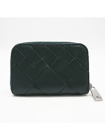 Bottega Veneta BOTTEGA VENETA Intrecciato Zippered Coin Purse 620348 Wallet/Coin Case Green Calf Leather Men's (view 2)