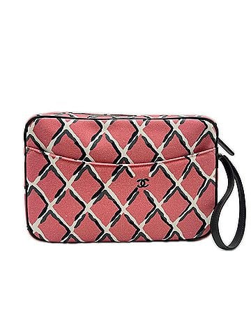 Chanel CHANEL Canvas Coco Beach Pouch A81253 Pink Multicolor Women's (view 1)