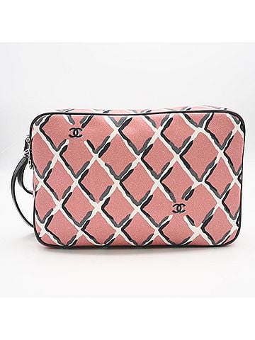 Chanel CHANEL Canvas Coco Beach Pouch A81253 Pink Multicolor Women's (view 2)
