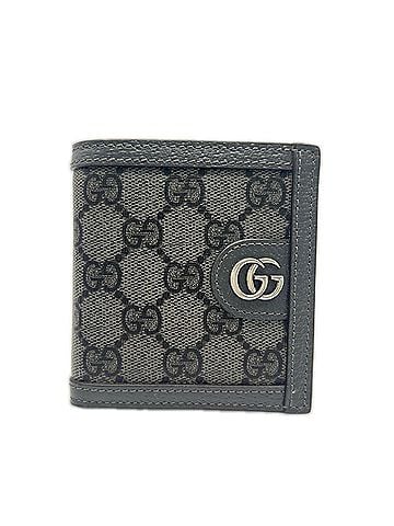Gucci GUCCI GG Supreme Ophidia Compact Wallet 732016 Bi-fold Gray PVC Leather Men's (view 1)