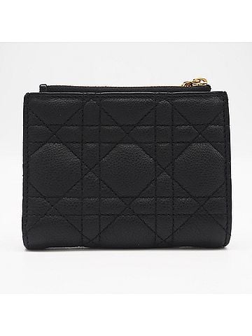 Christian Dior Christian Dior Cannage Calfskin Caro Dahlia Wallet S5173UWHC Bi-fold Black Calf Leather Women's (view 2)