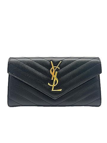 Yves Saint Laurent YVES SAINT LAURENT Cassandra Large Flap Wallet 372264 Long Black Calf Leather Women's (view 1)