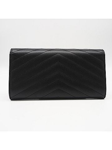 Yves Saint Laurent YVES SAINT LAURENT Cassandra Large Flap Wallet 372264 Long Black Calf Leather Women's (view 2)