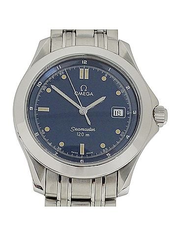Omega Omega Seamaster 2511.80 Men's Watch, Brand Name, 120m Water Resistant, Date Display, Quartz Movement, Stainless Steel (SS), Silver &amp; Blue Frame (view 2)