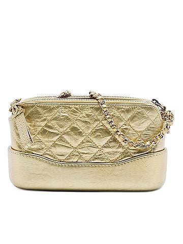 Chanel Quilted Metallic Aged Calfskin Gabrielle Clutch With Chain (view 1)