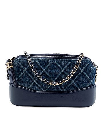 Chanel Quilted Denim Gabrielle Double Zip Clutch with Chain (view 1)