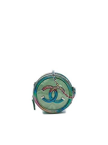 Chanel PVC and Metallic Lambskin CC Filigree Round Clutch with Chain (view 1)