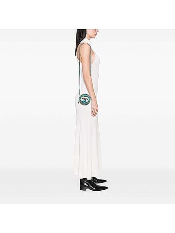 Chanel PVC and Metallic Lambskin CC Filigree Round Clutch with Chain (view 2)