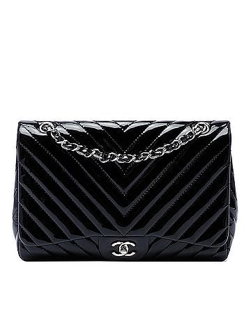 Chanel Jumbo Classic Chevron Patent Single Flap (view 1)
