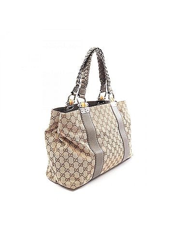 Gucci Gucci Bamboo GG Canvas Tote Bag Handbag Leather Women's Beige/Khaki 232947 (view 2)