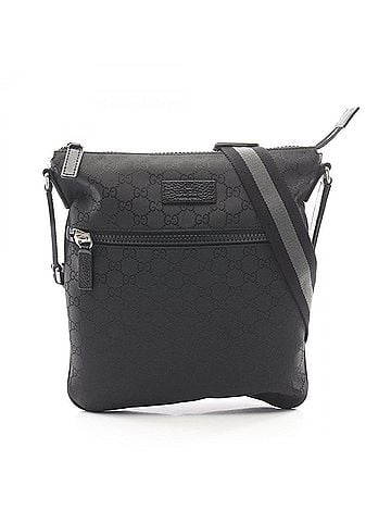 Gucci Gucci nylon shoulder bag/handbag, and leather, men's, black, 449184 (view 1)