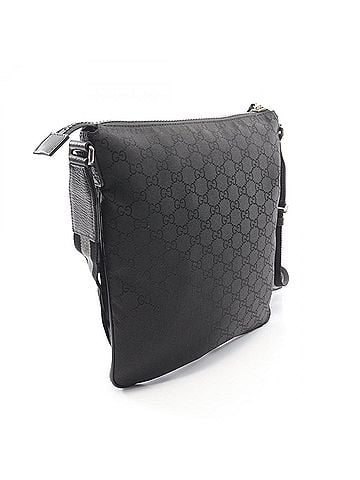 Gucci Gucci nylon shoulder bag/handbag, and leather, men's, black, 449184 (view 2)