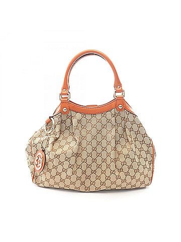 Gucci Gucci Sukey Handbag, Canvas and Leather, Women's, Beige/Orange, Item No. 211944 (view 1)