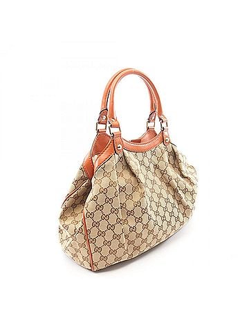 Gucci Gucci Sukey Handbag, Canvas and Leather, Women's, Beige/Orange, Item No. 211944 (view 2)