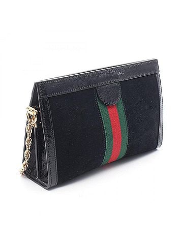 Gucci Gucci Ophidia Small Shoulder Bag/Handbag, Suede Leather, Women's, Black, Red, Green, 503877 (view 2)