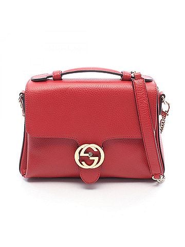Gucci Gucci Interlocking G 2-Way Handbag, Leather, Women's, Red, 510302 (view 1)