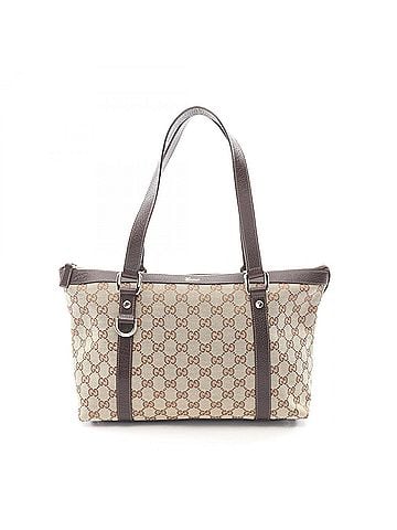 Gucci Gucci Abbey GG Canvas Tote Bag Handbag Leather Women's Beige/Brown 141470 (view 1)