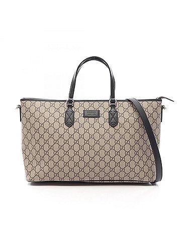 Gucci Gucci GG Supreme 2-Way Tote Bag/Handbag, Coated Canvas and Leather, Women's, Beige, Brown, Black, 779866 (view 1)