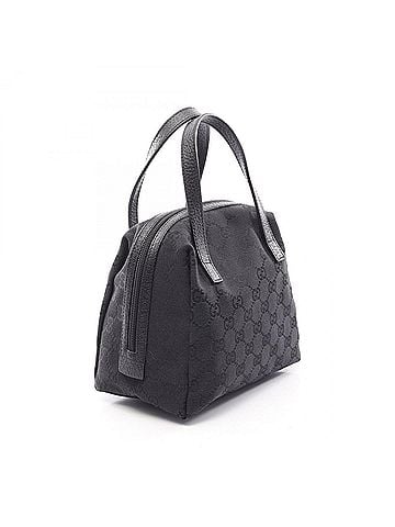 Gucci Gucci GG Canvas Handbag, and Leather, Women's, Black, Item No. 124542 (view 2)