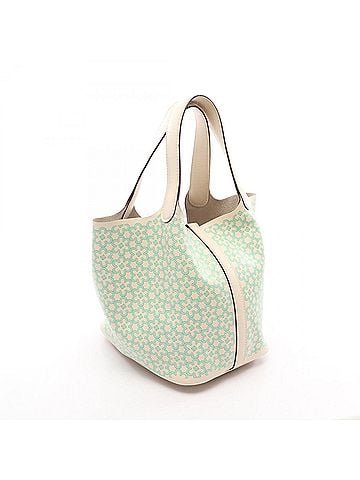 Hermès Hermes Picotin Lock PM Lucky Daisy Handbag, Leather, Veau Swift, Women's, Ivory, Green, Blue, Vert (view 2)