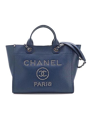 Chanel Chanel Deauville 2-way Tote Chain Shoulder Handbag Leather Navy A57069 Silver Hardware (view 1)