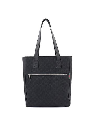 Gucci Gucci GG Canvas Medium Tote Handbag, Leather, Black, 834796, Silver Hardware Bag (view 1)