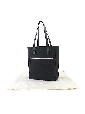 Gucci Gucci GG Canvas Medium Tote Handbag, Leather, Black, 834796, Silver Hardware Bag (view 2)
