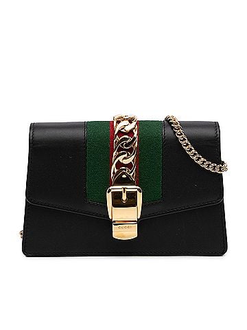 Gucci Super Mini Calfskin Web Sylvie Chain Crossbody (view 1)