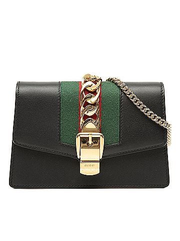Gucci Super Mini Calfskin Web Sylvie Chain Crossbody (view 1)