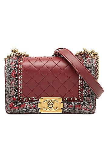 Chanel Small Quilted Lambskin and Braided Tweed Jacket Boy Flap (view 1)