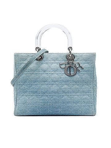 Dior Large Denim Cannage Acrylic Handles Lady Dior (view 1)