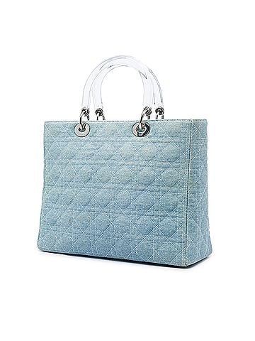 Dior Large Denim Cannage Acrylic Handles Lady Dior (view 2)