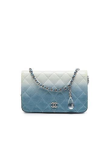 Chanel CC Quilted Ombre Patent and Aged Calfskin Crystal Wallet On Chain (view 1)