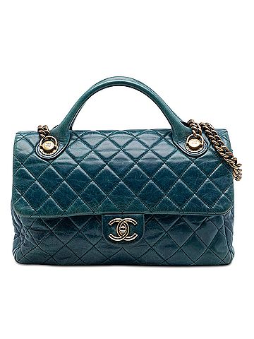 Chanel Medium Glazed Calfskin Castle Rock Top Handle Flap (view 1)
