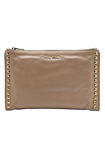 Miu Miu Studded Leather Zip Clutch (view 1)