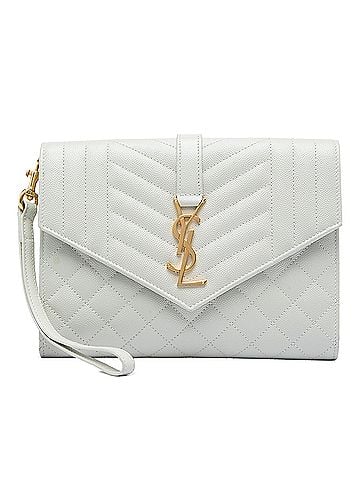 Saint Laurent Grain De Poudre Triquilt Monogram Envelope Clutch (view 1)