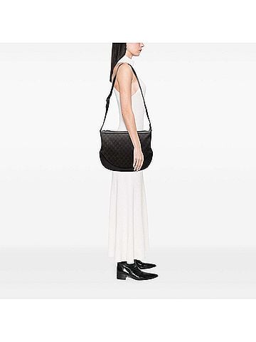 Gucci Large GG Denim Half Moon Crossbody (view 2)