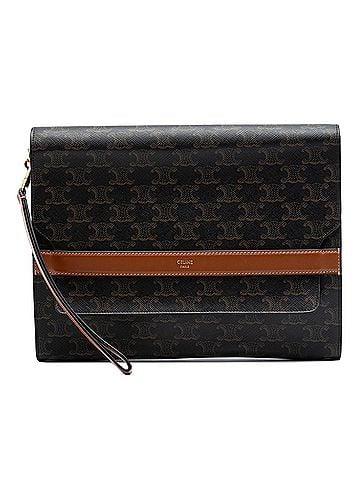 Céline Triomphe Coated Canvas Wristlet Flap Pouch (view 1)