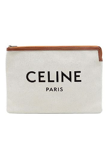 Céline Large Canvas Logo Clutch (view 1)
