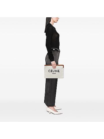 Céline Large Canvas Logo Clutch (view 2)