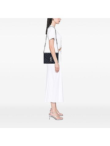 Saint Laurent Studded Chevron Calfskin Monogram Envelope Chain Flap (view 2)