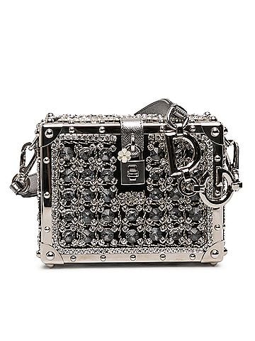 Dolce & Gabbana Rhinestone Embellished Jacquard Dolce Box Bag (view 1)
