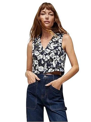 Veronica Beard Brinkley Sleeveless Vest Line Floral Sleeveless Top (view 1)